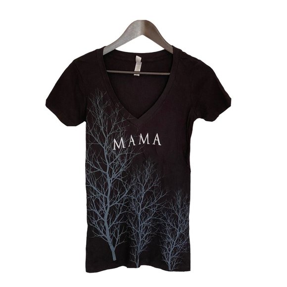 Black MAMA V-Neck S/S T-Shirt Women's Size M Trees Soft Next Level Apparel - Picture 1 of 6